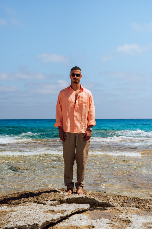 Salmon Linen Shirt