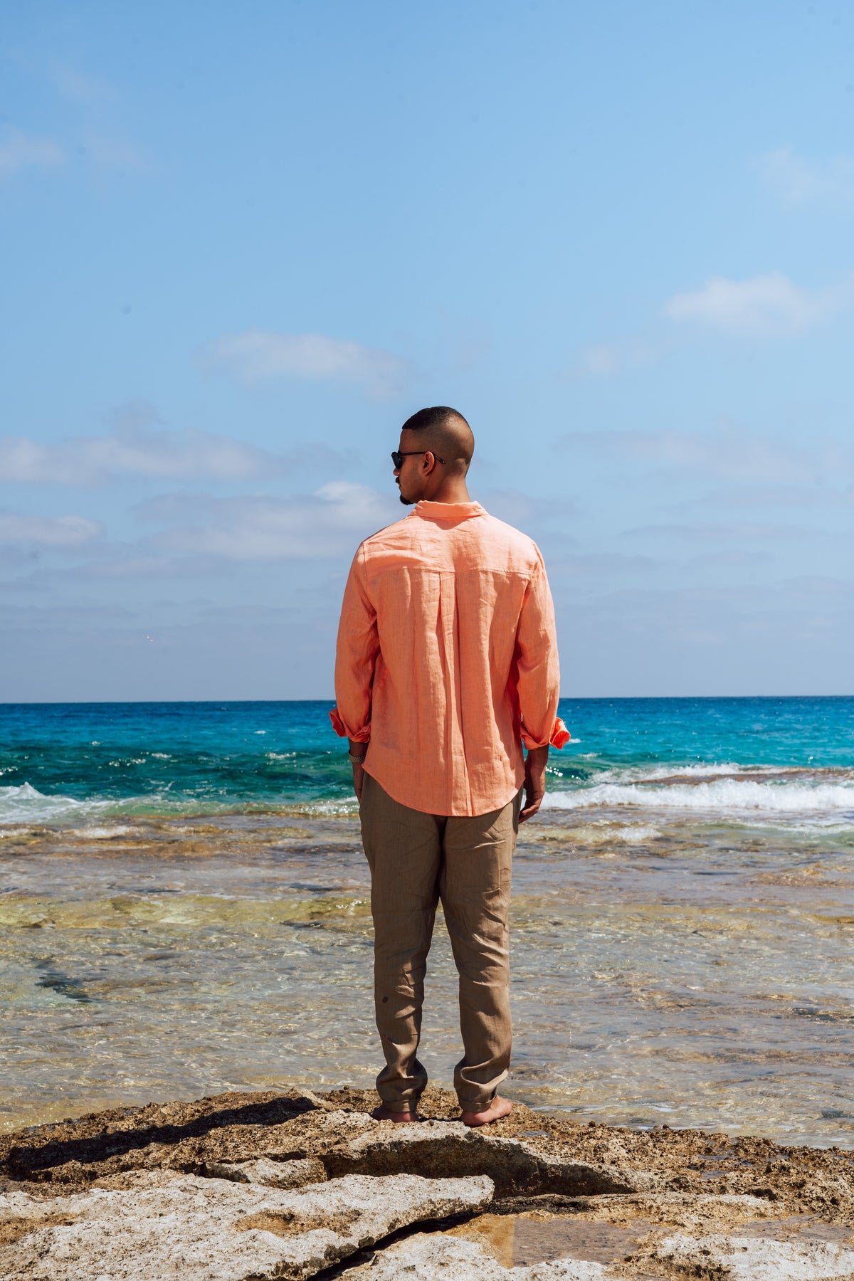 Salmon Linen Shirt