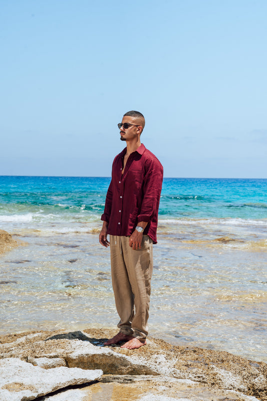 Maroon Linen Shirt
