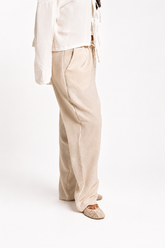 Women's Beige Linen Pants