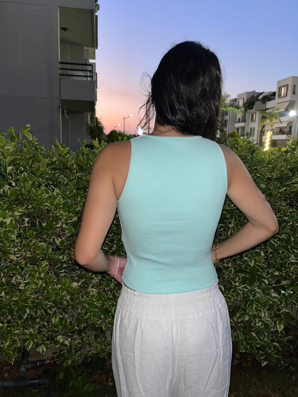Basic Top In Mint Blue