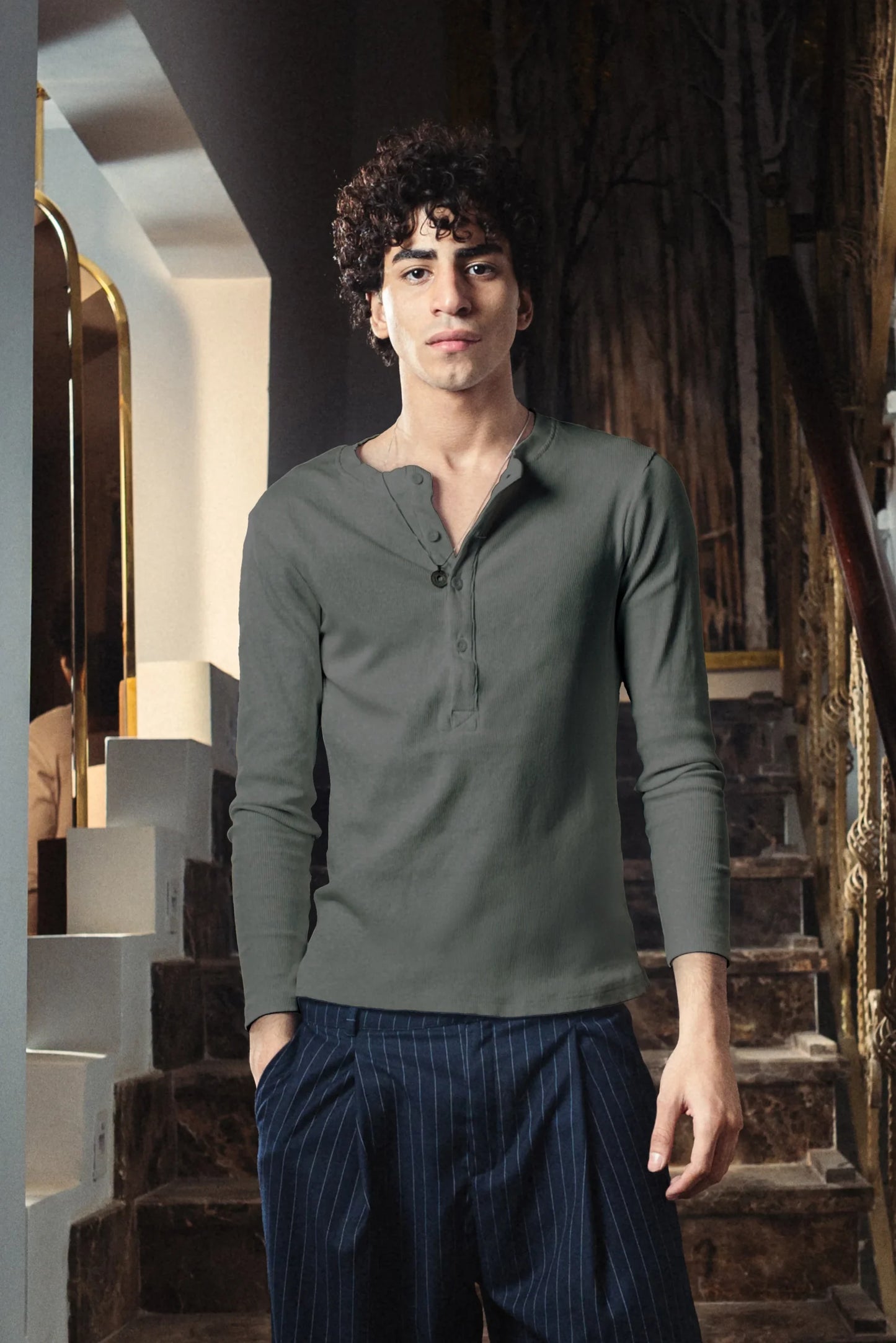 Dark Heather Gray Henley Shirt