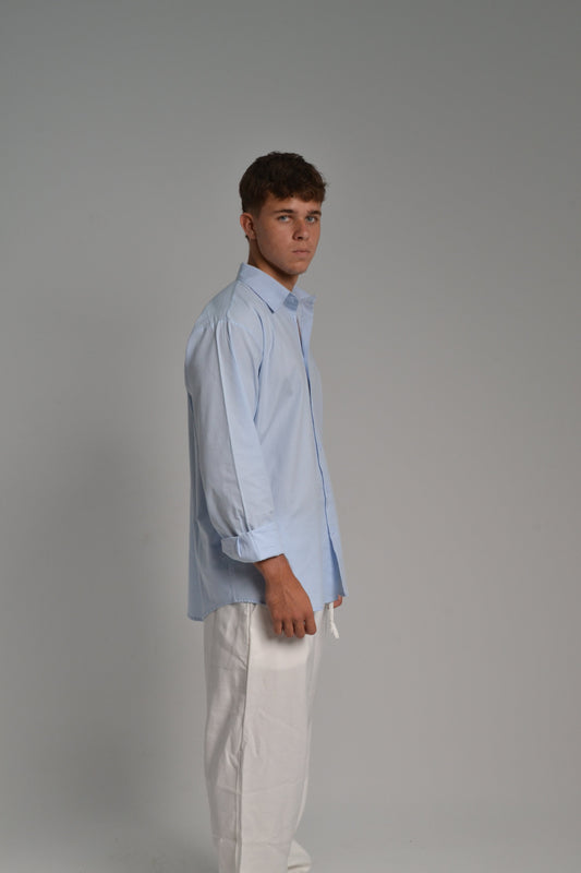 Men’s Baby Blue Linen Shirt