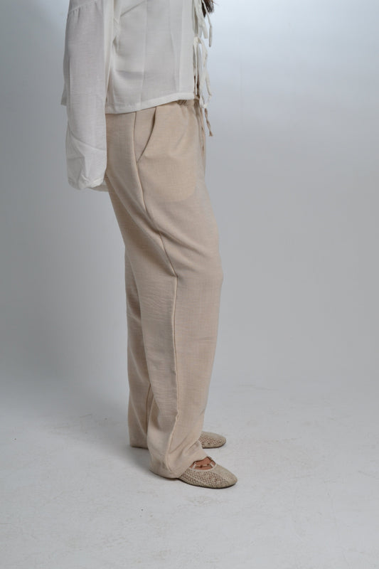Women's Beige Linen Pants