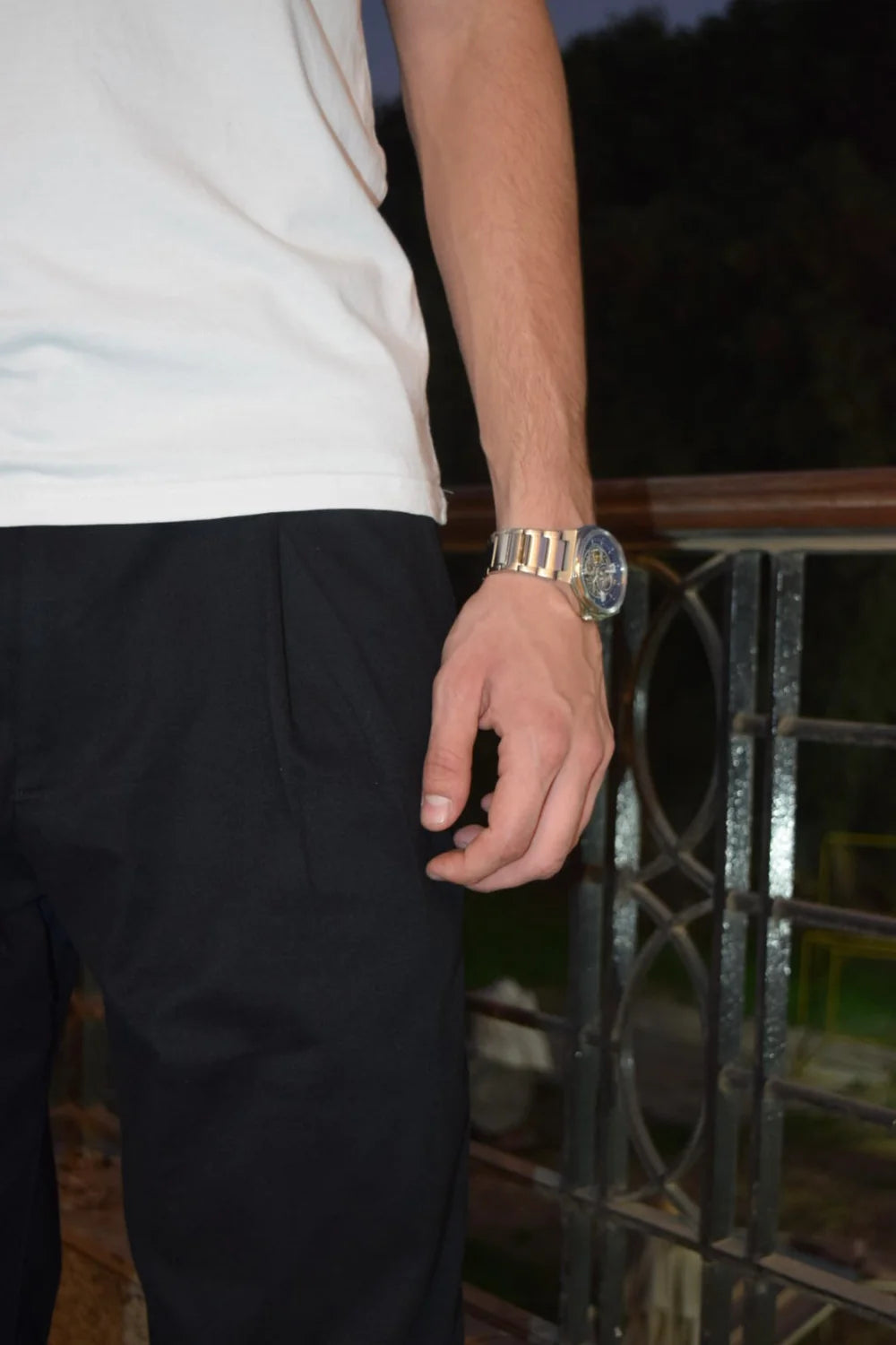 BLACK PLEATED GABARDINE PANTS