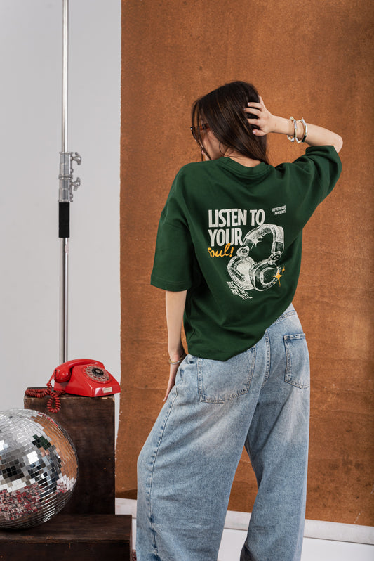 RW Green Boxy-TEE "LISTEN TO YOUR SOUL"