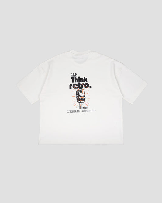 White Boxy-TEE "THINK RETRO"
