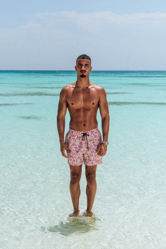 Palm Rosé Swim Shorts - Adults