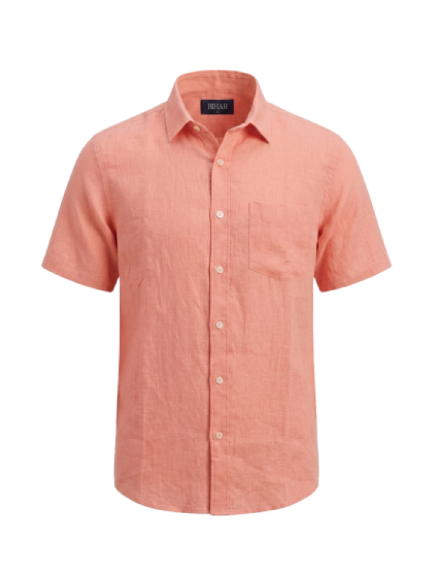 Salmon Short Sleeve Linen Shirt