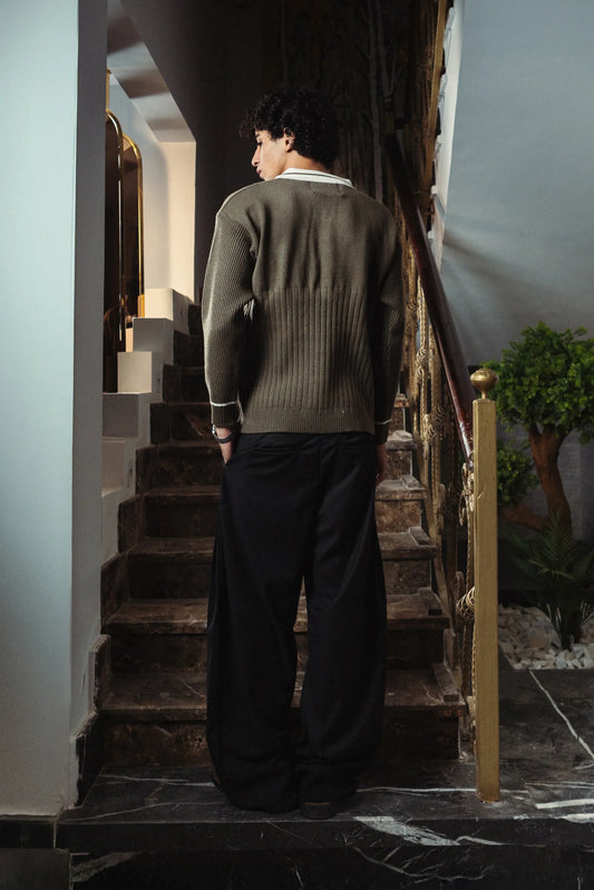 Ebony Olive Knitted Polo