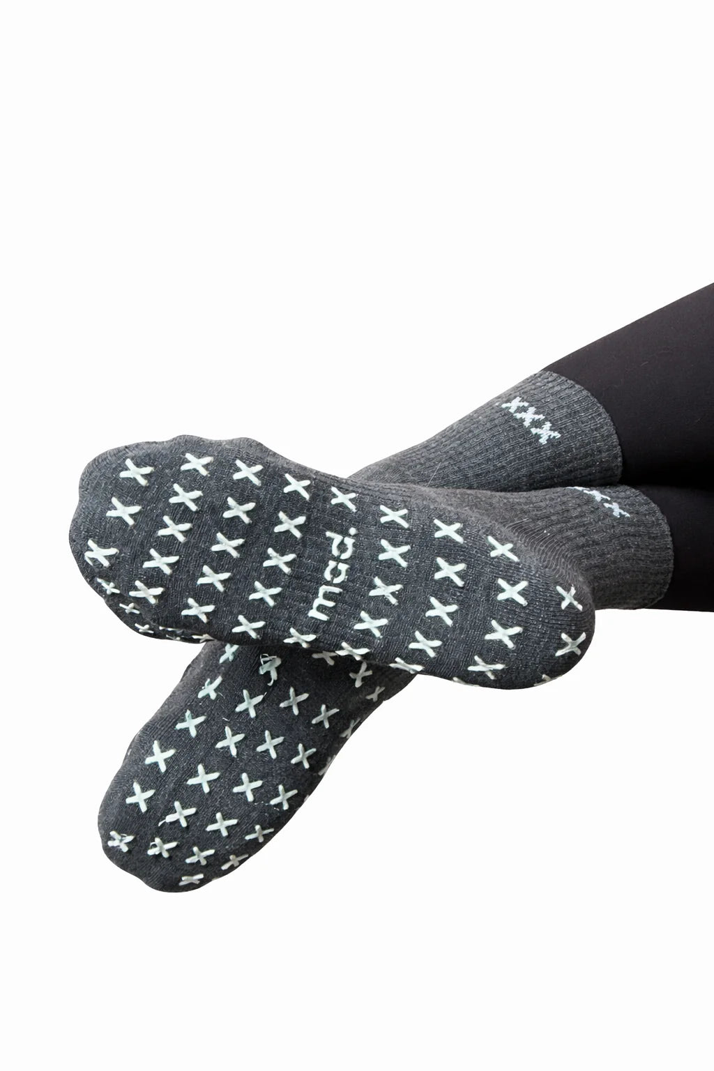 Grey classic mad grip socks - white grip