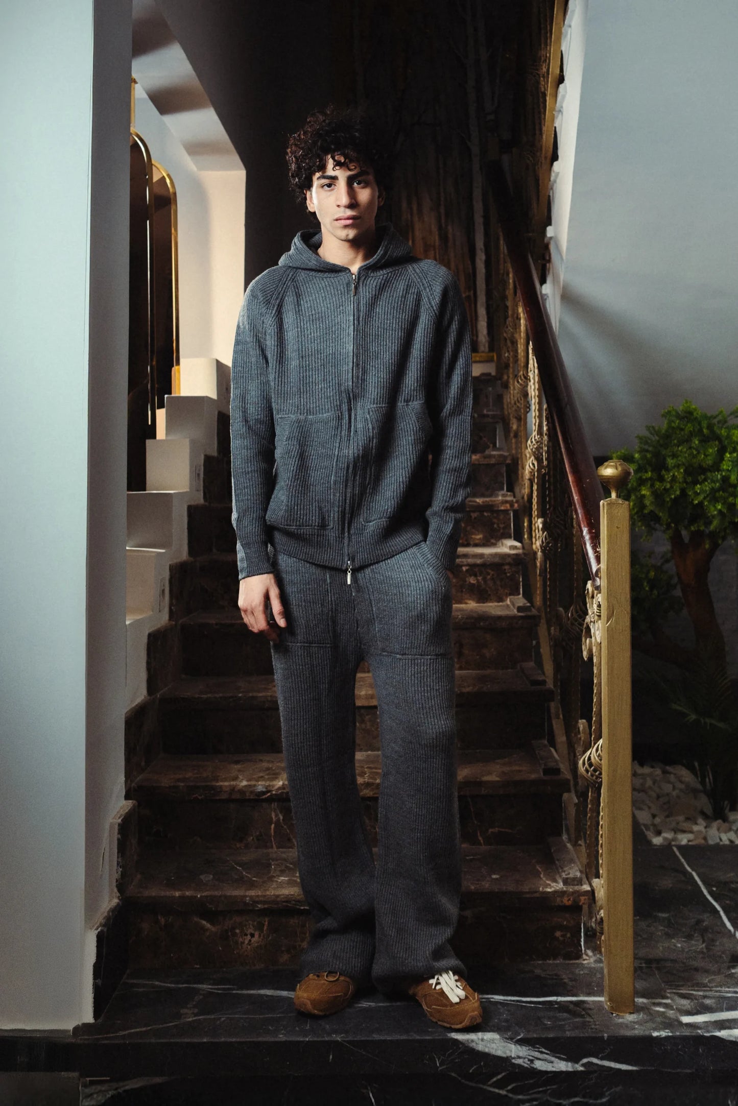 Full Double Zip Knitted Set