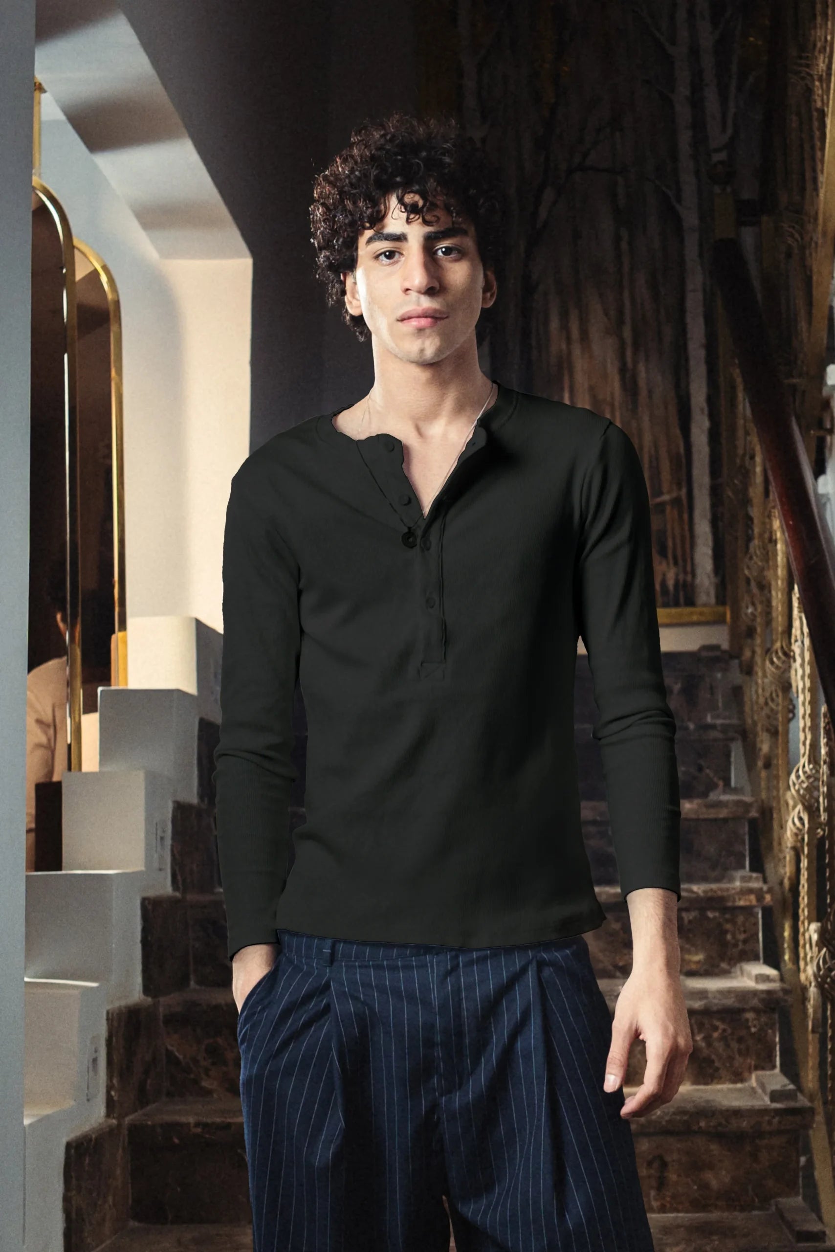 Black Henley Shirt