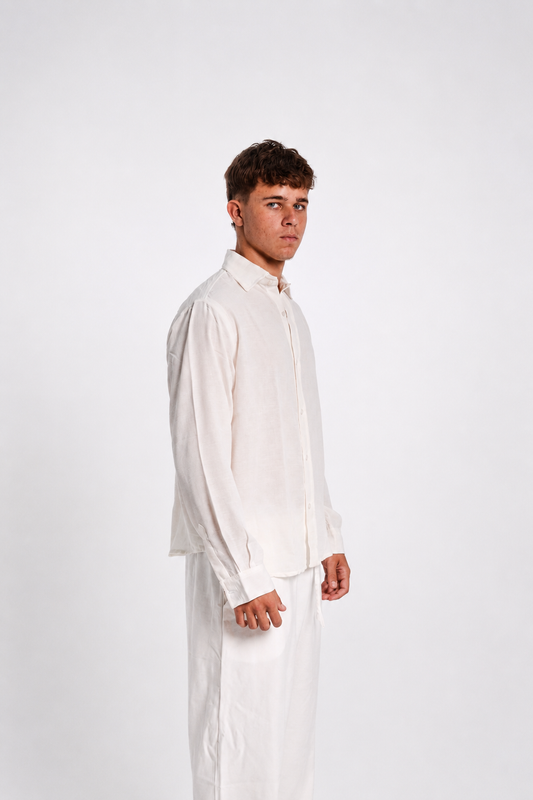 Men’s White Linen Shirt