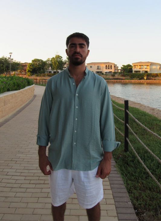 Linen Shirt In Mint Green