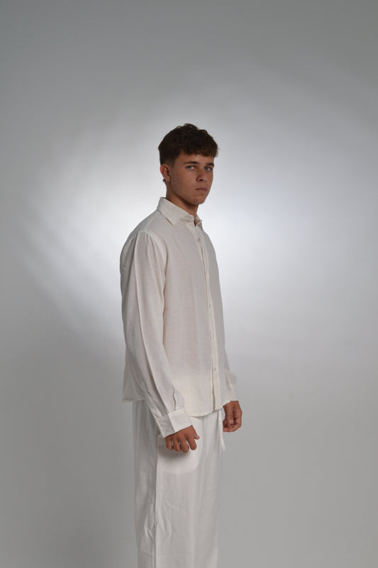 Men’s White Linen Shirt