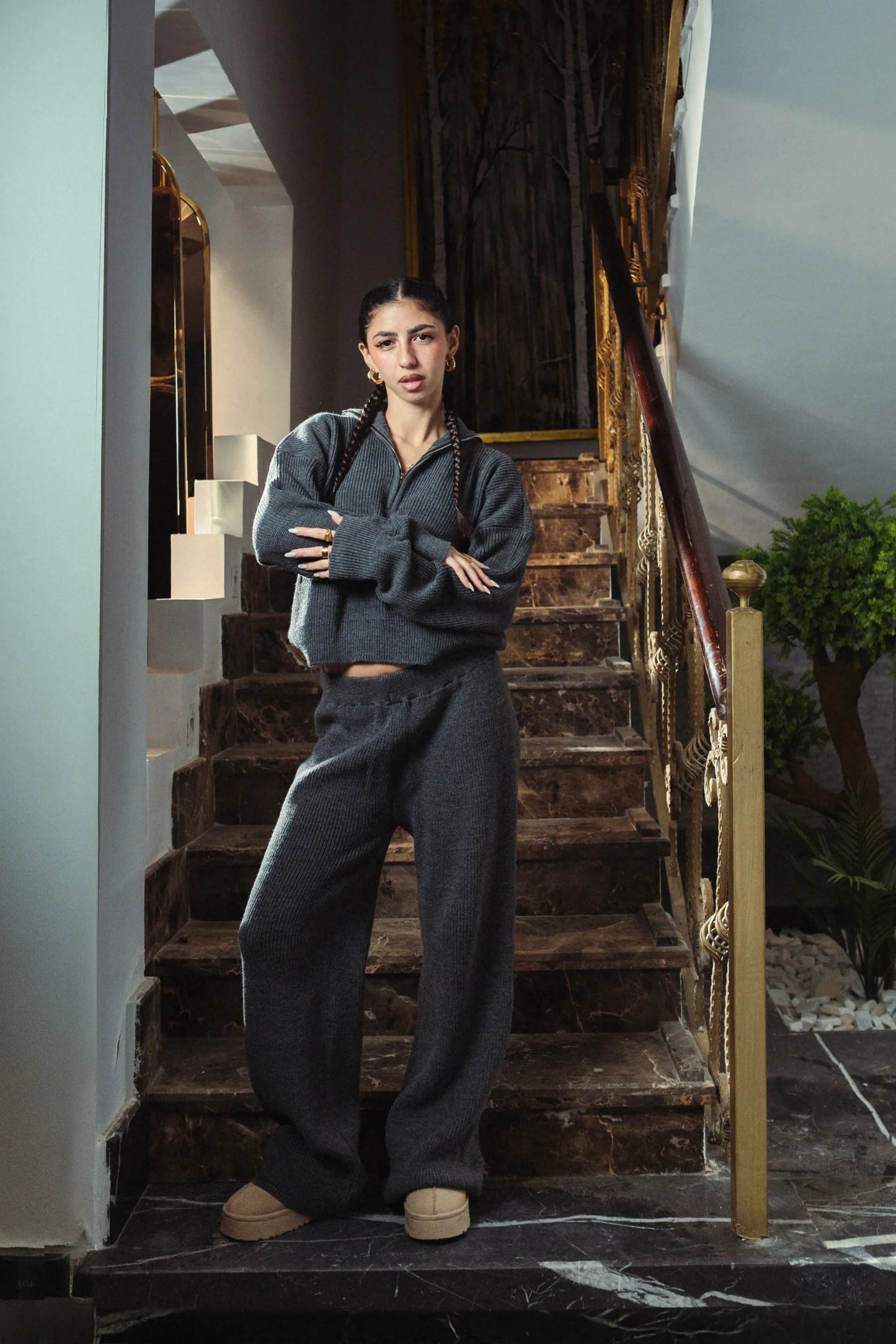 Storm Dust Quarter Zip Knitted Set