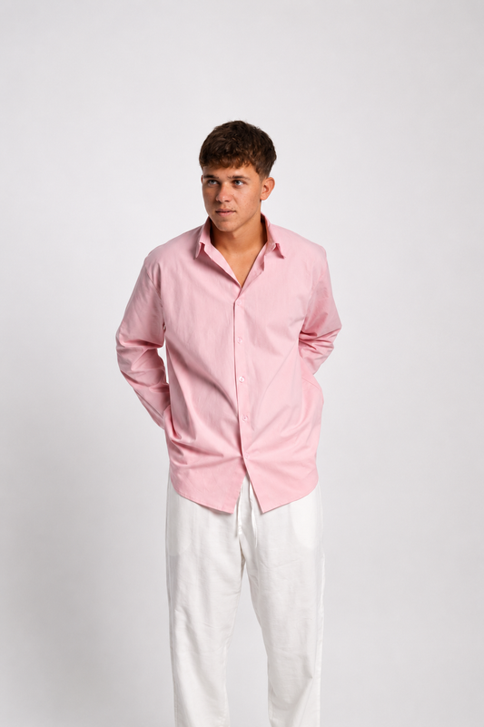 Men’s Baby Pink Linen Shirt