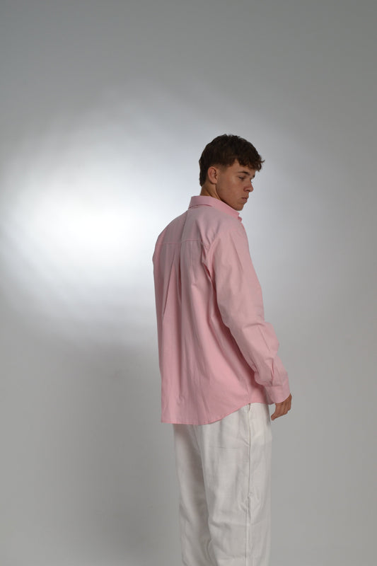 Men’s Baby Pink Linen Shirt