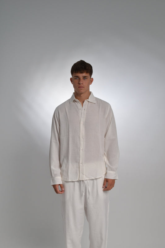 Men’s White Linen Shirt