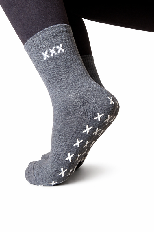 Grey classic mad grip socks - white grip