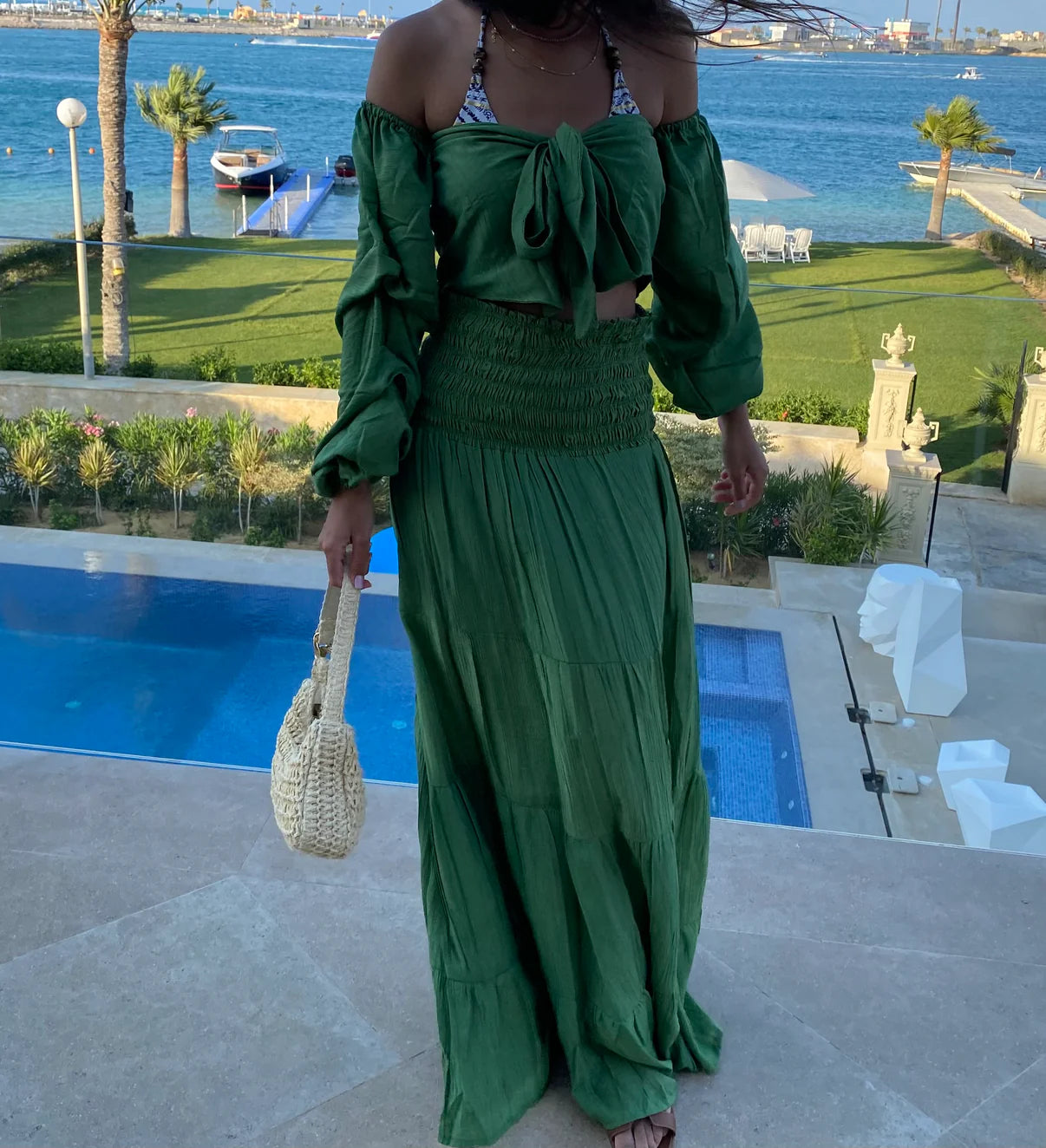 Ruffle Set In Green