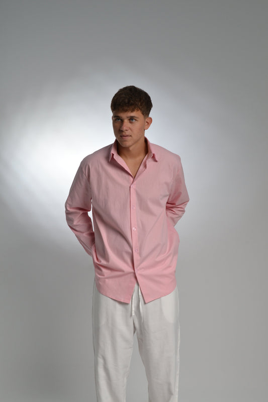 Men’s Baby Pink Linen Shirt
