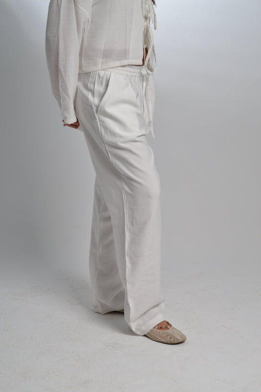Women's White Linen Pants