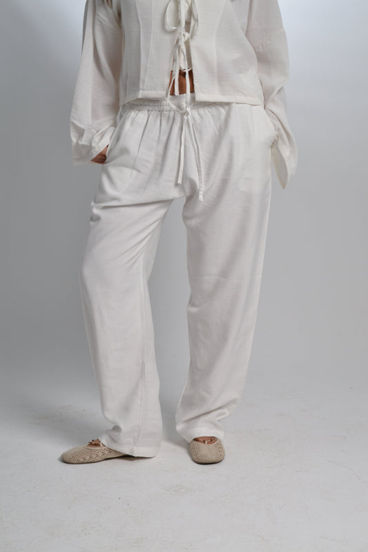 Women's White Linen Pants