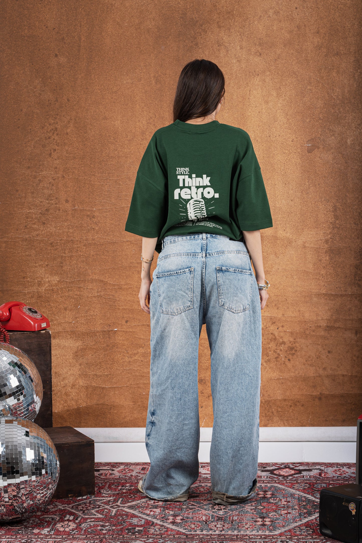 RW Green Boxy-TEE "THINK RETRO"