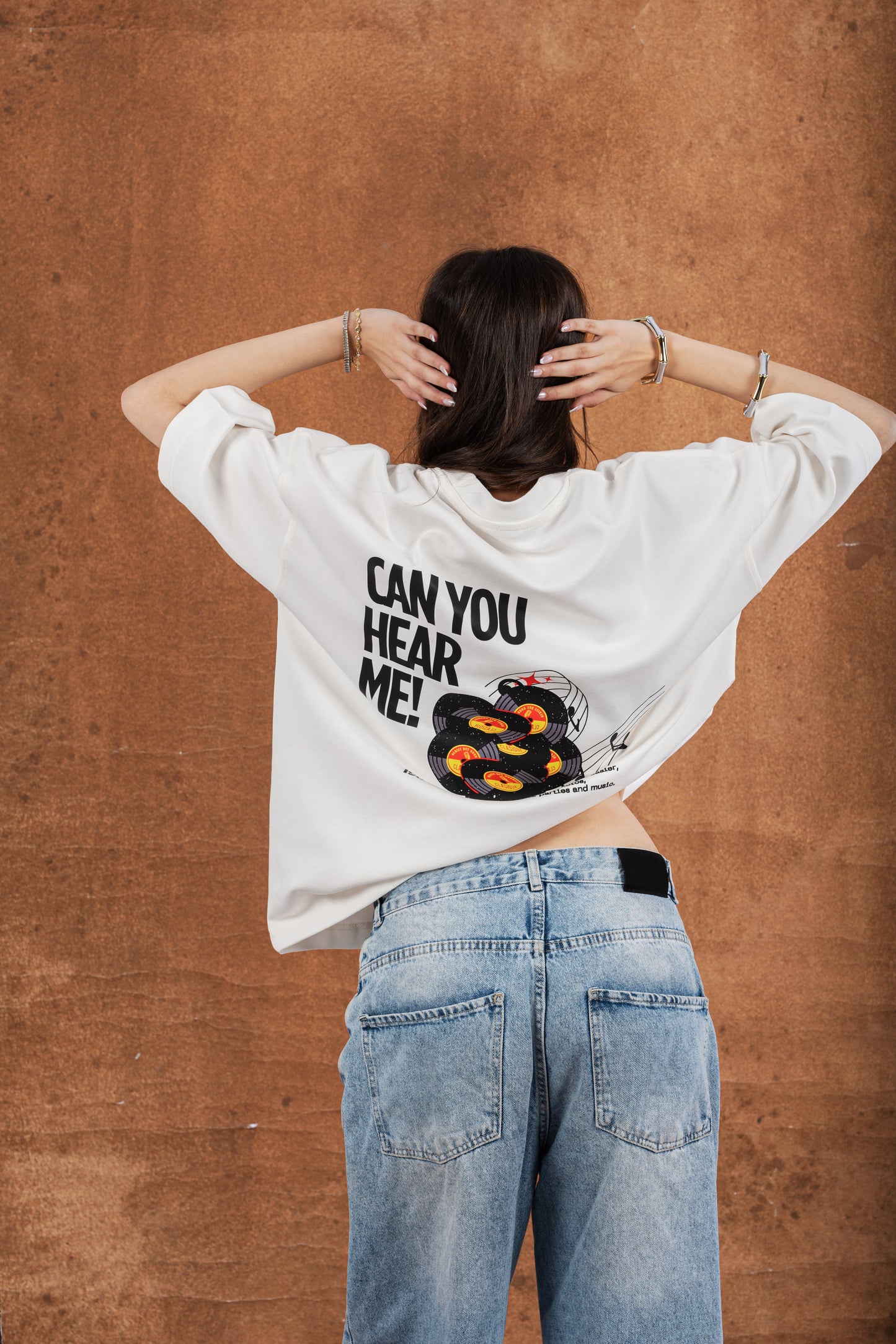 RW White Boxy-TEE "CAN YOU HEAR ME"