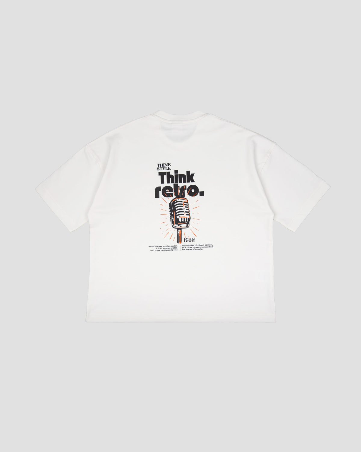 White Boxy-TEE "THINK RETRO"