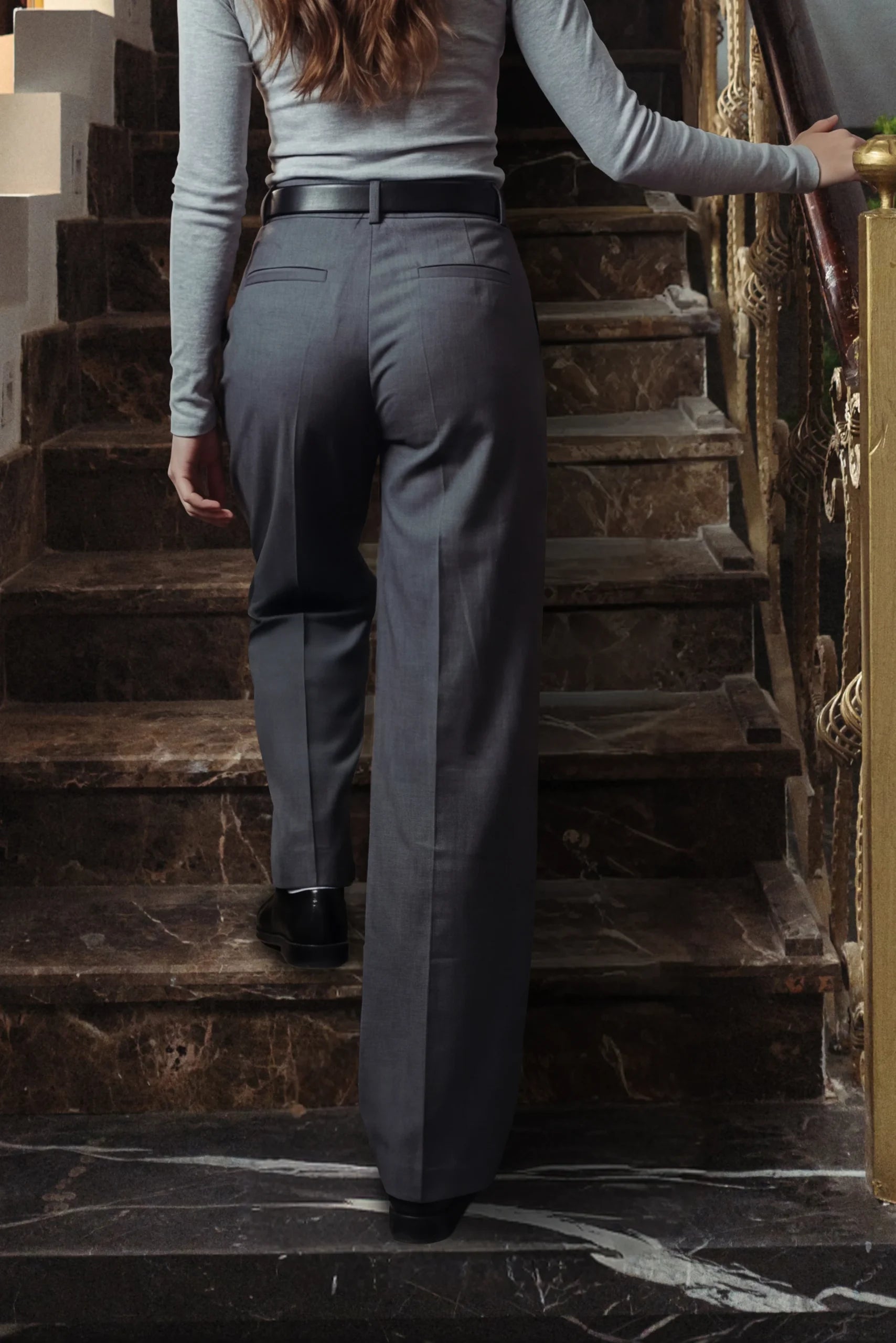 Dark Grey Pleated Tailor Pants
