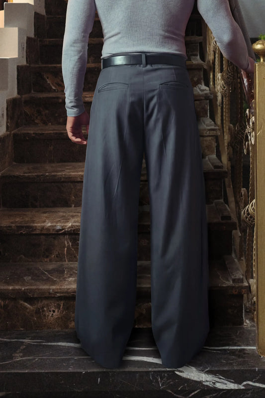 Dark Grey Pleated Tailor Pants