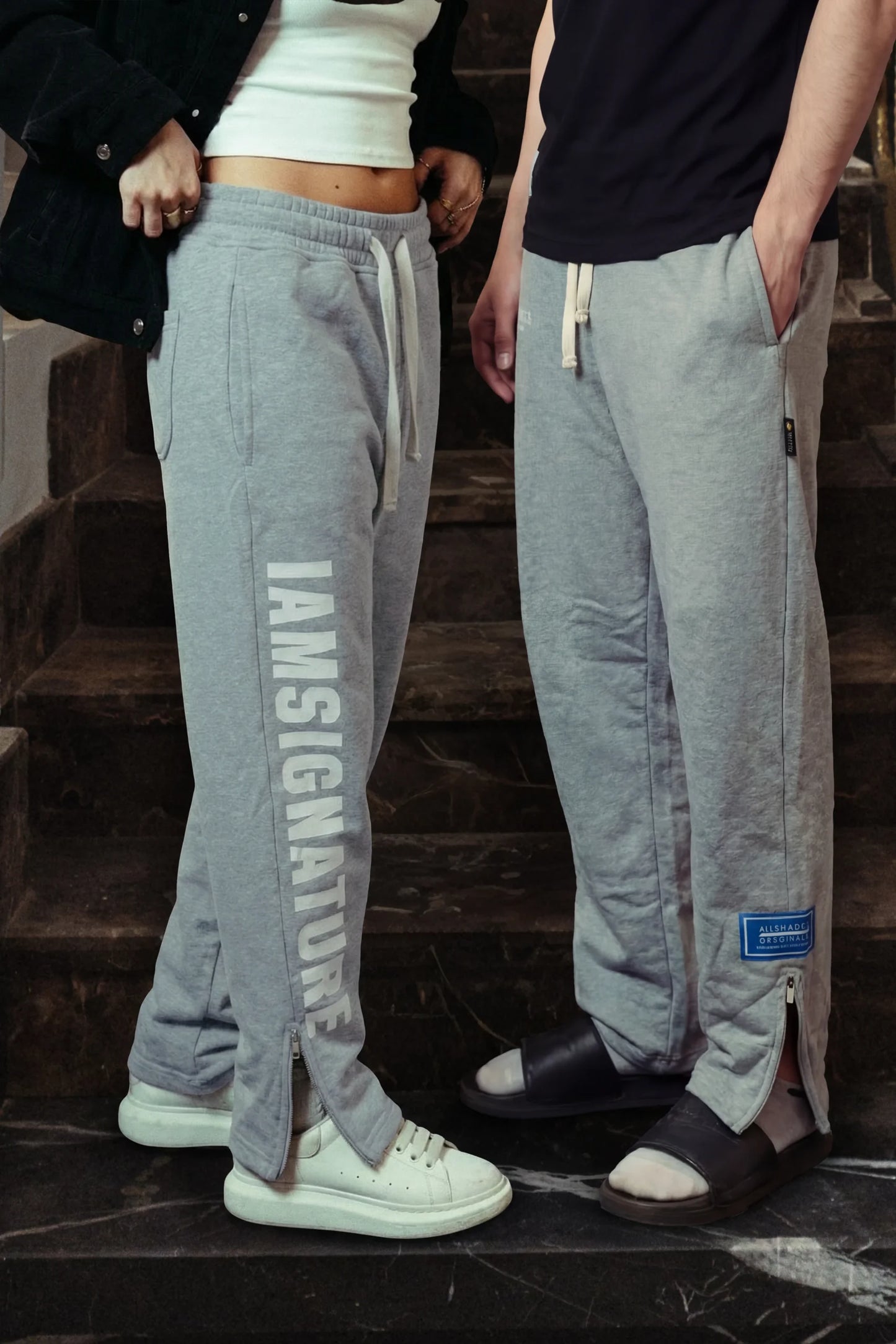 Heather Gray Ankle Zip Straight Leg Sweatpants