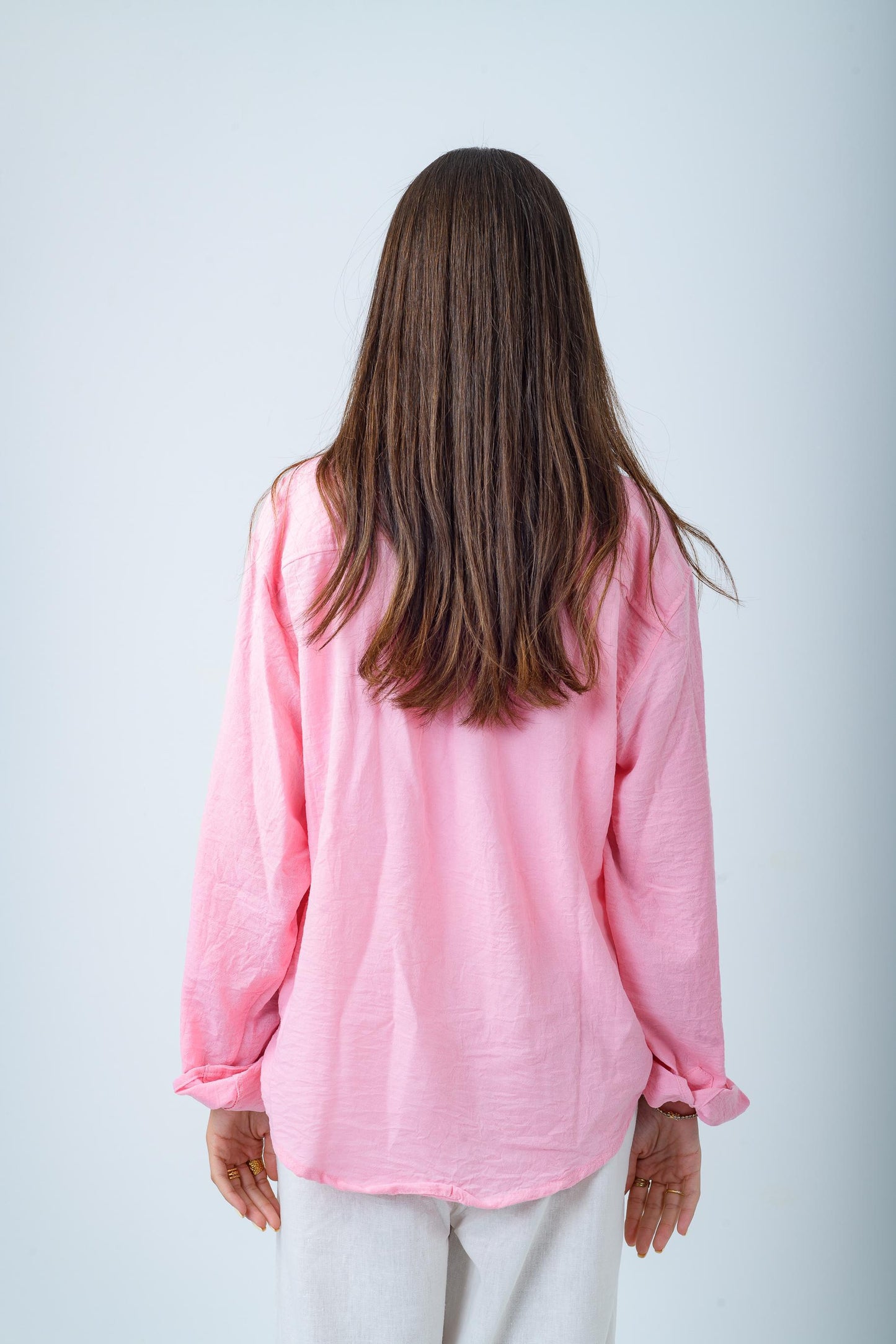 Women's Baby Pink Linen Shirt