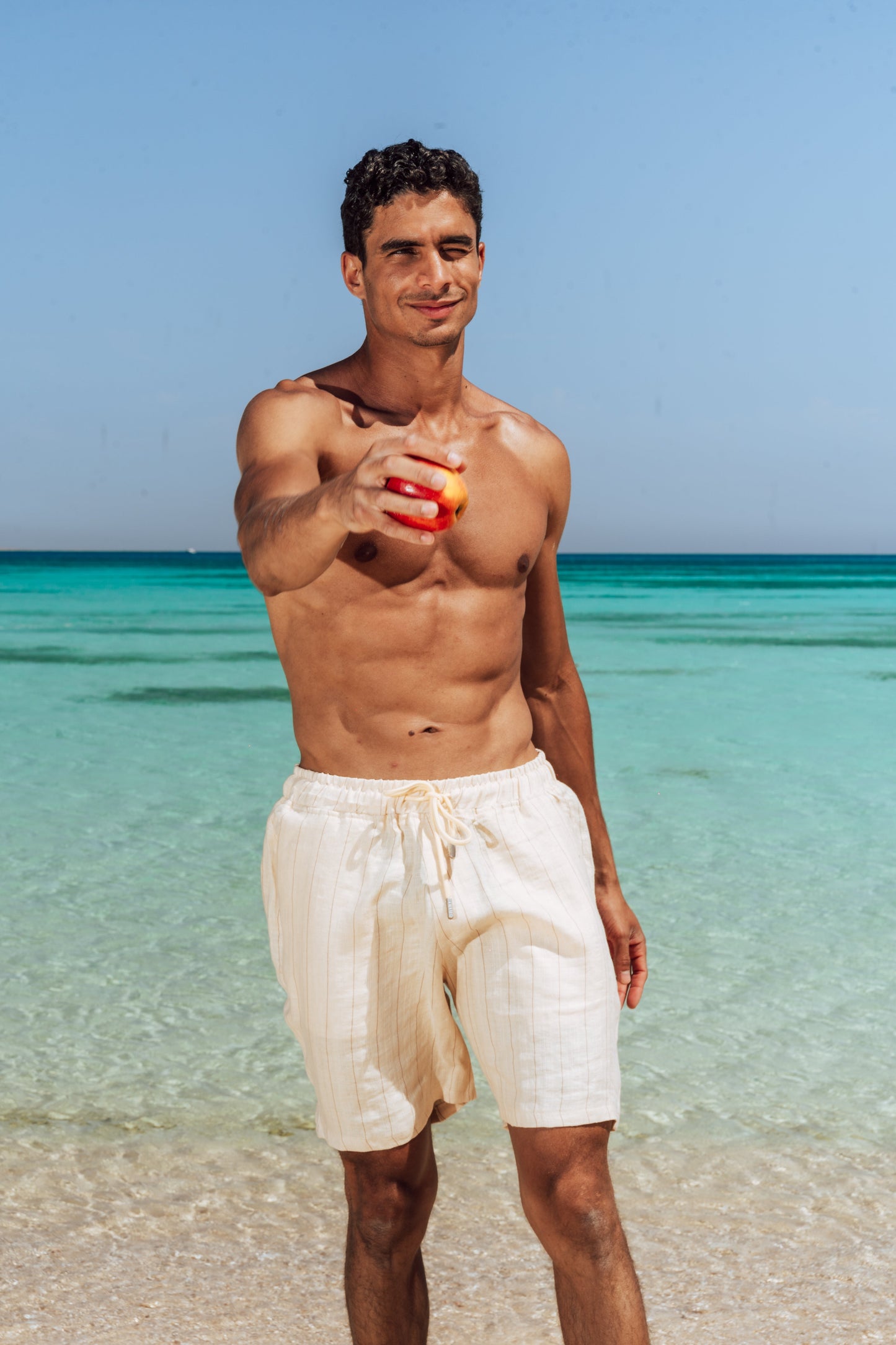 Sand Stripe Linen Shorts