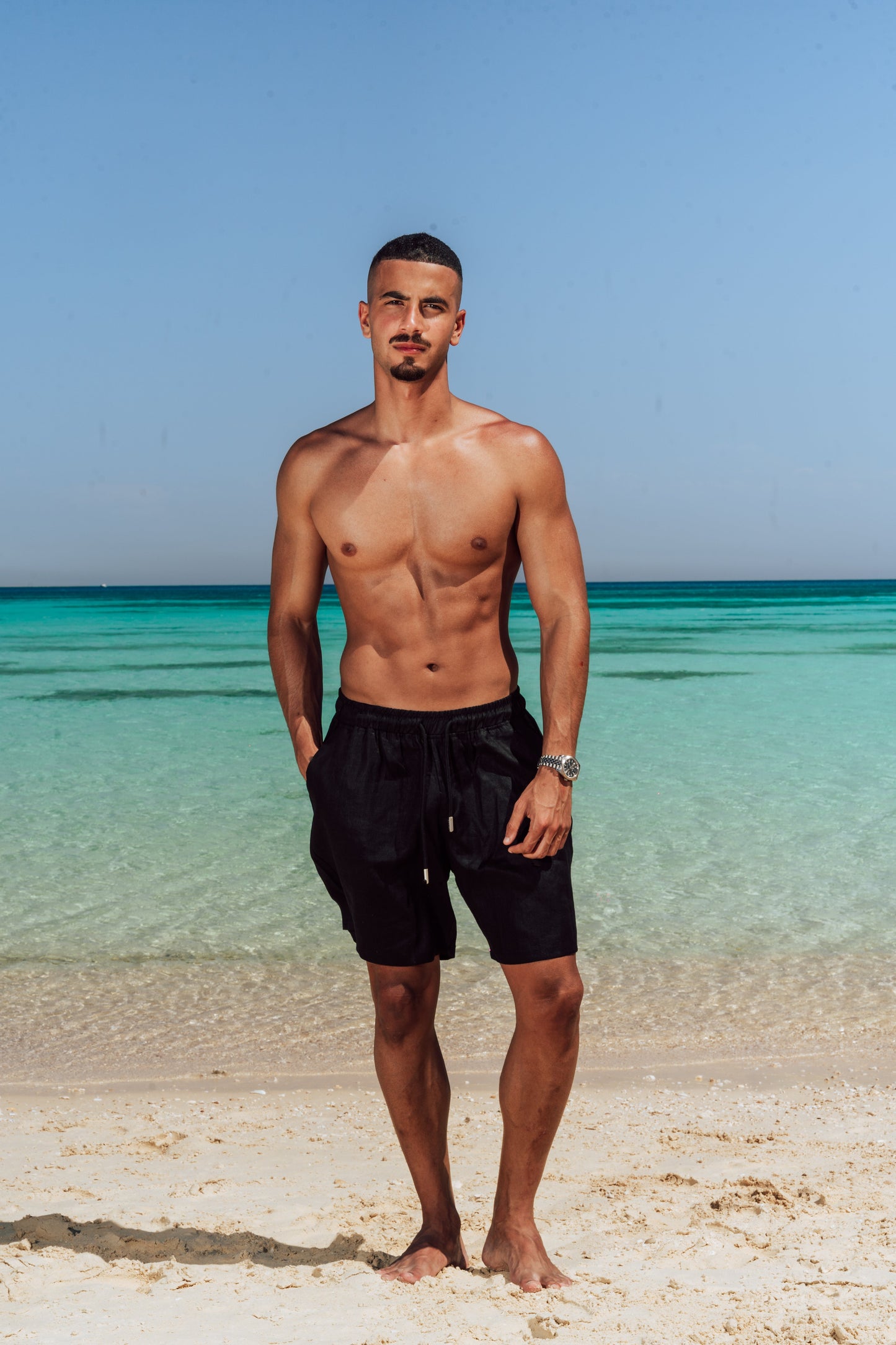 Black Linen Shorts