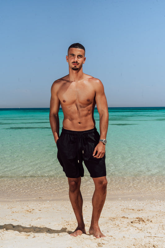 Black Linen Shorts
