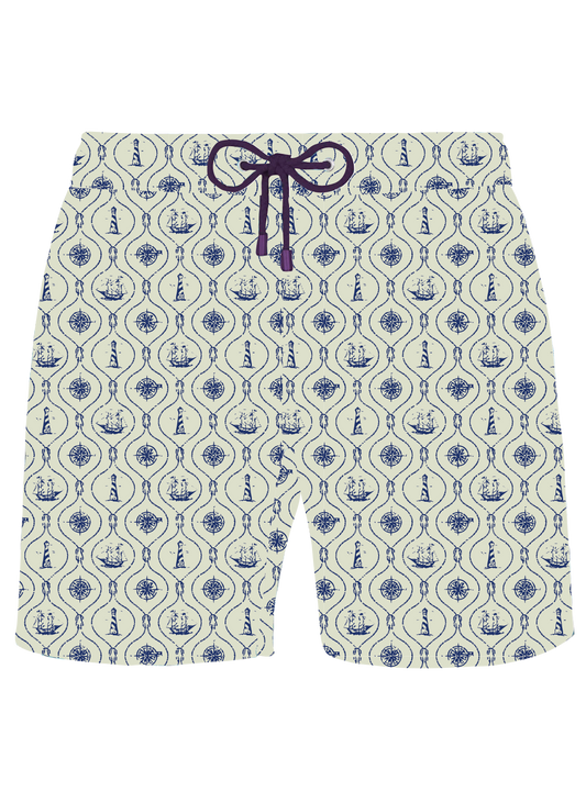 Monochrome Boats Swim Shorts - Kids