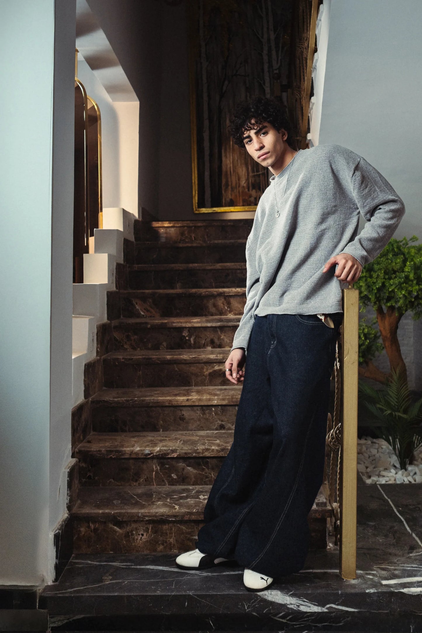 Glacier Gray Velvet Knitted Crewneck