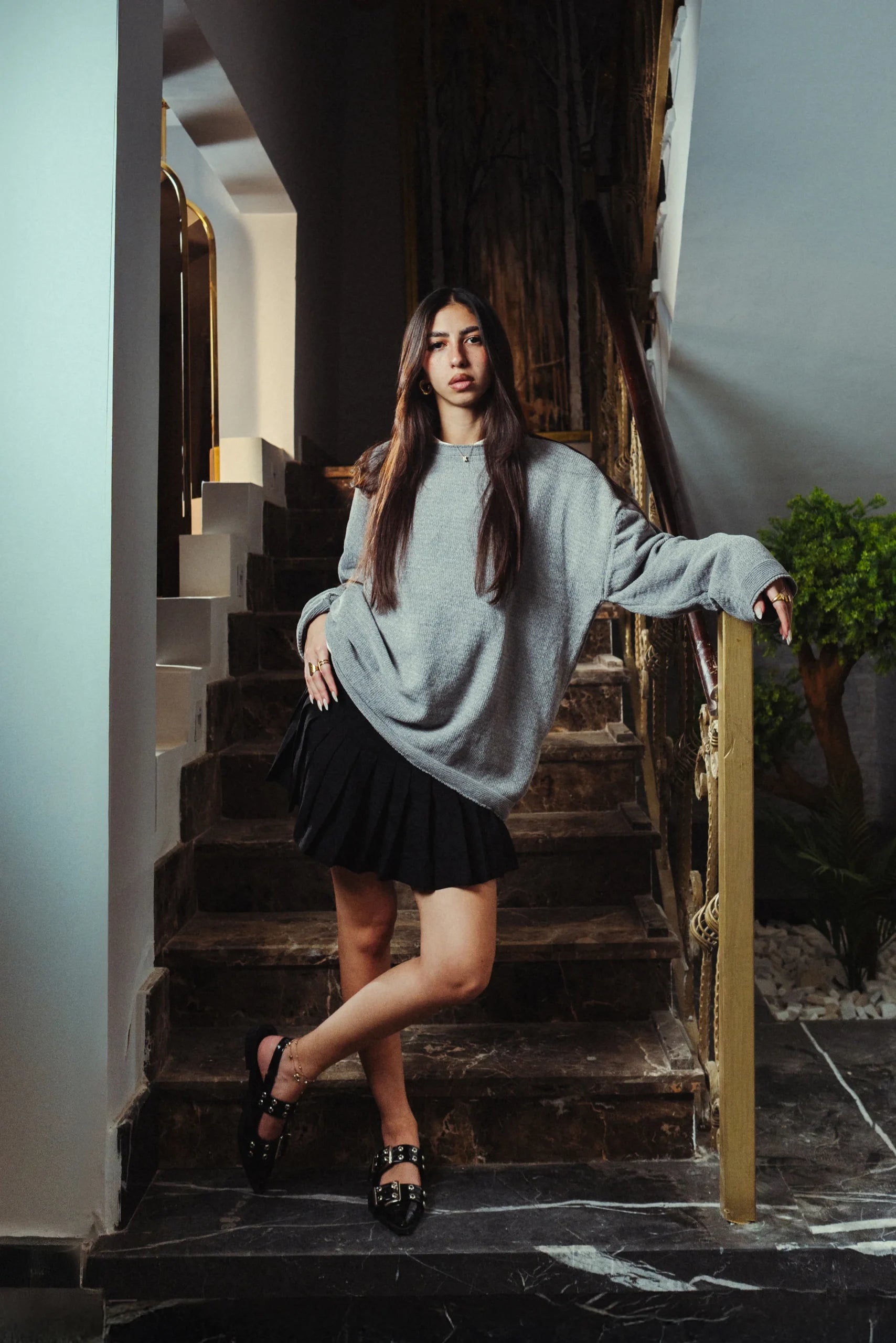 Glacier Gray Velvet Knitted Crewneck