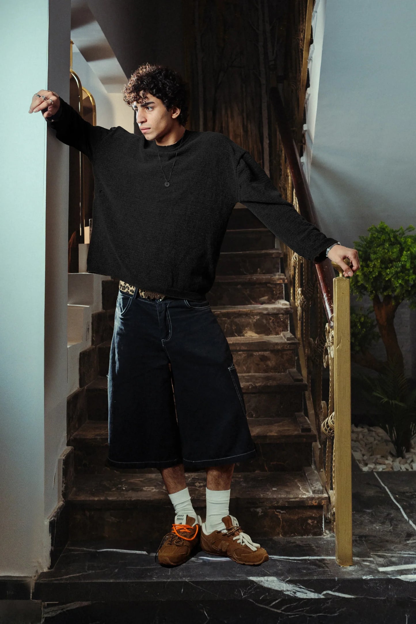 Black Velvet Knitted Crewneck