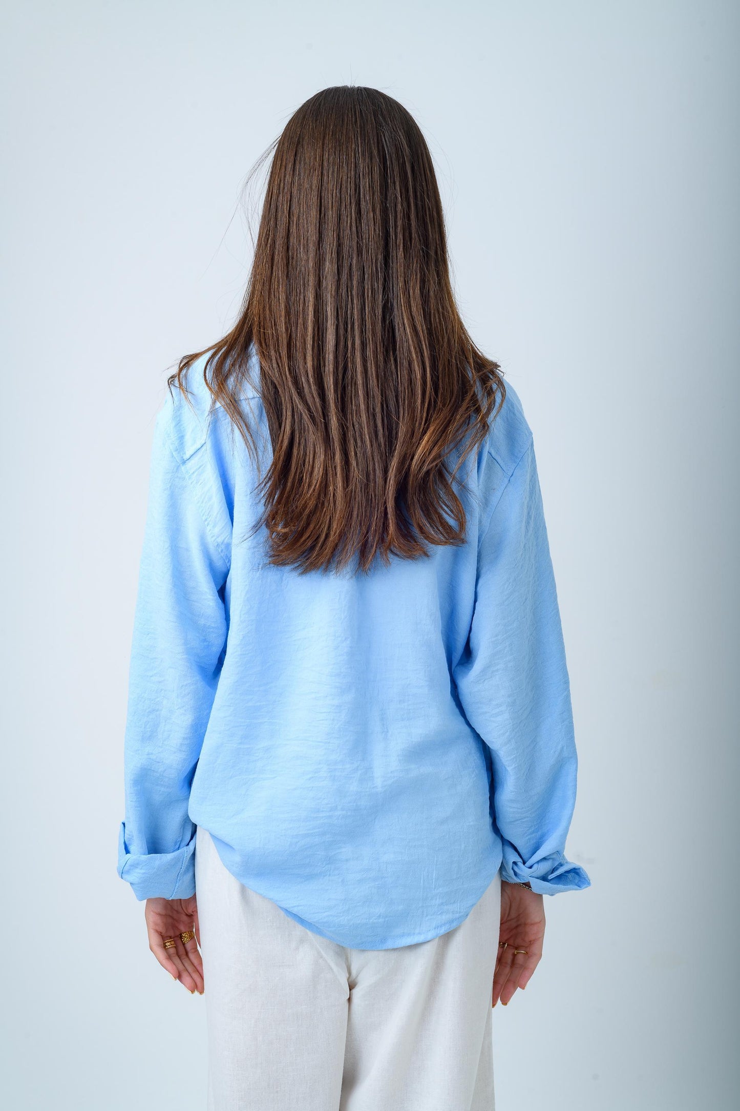 Women's Baby Blue Linen Shirt