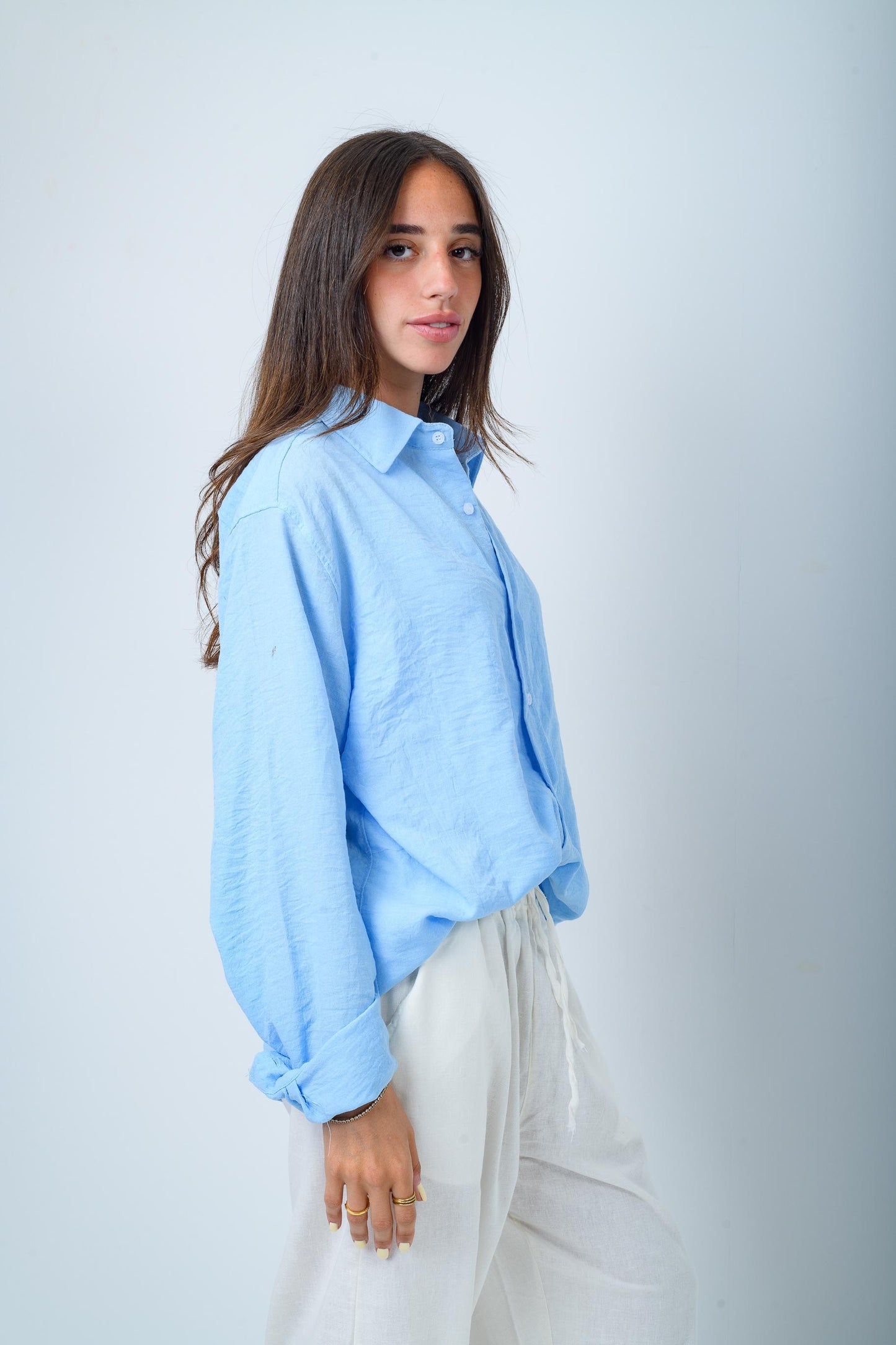 Women's Baby Blue Linen Shirt