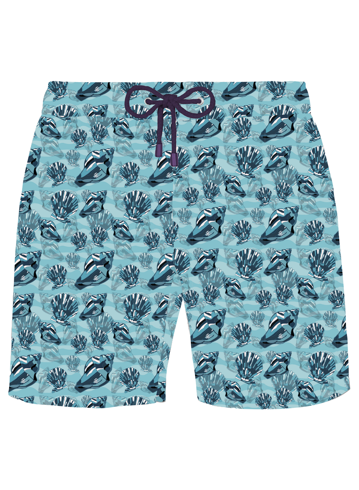Teal Conchas Swim Shorts - Kids