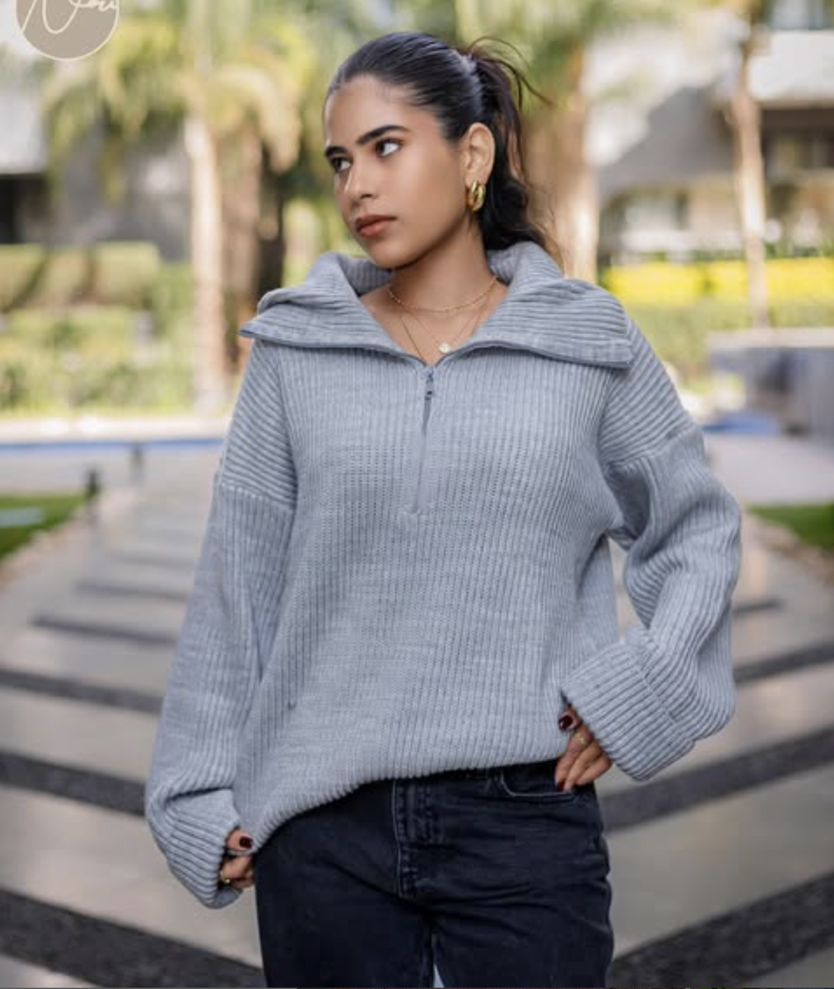 Grey Quarter Zip