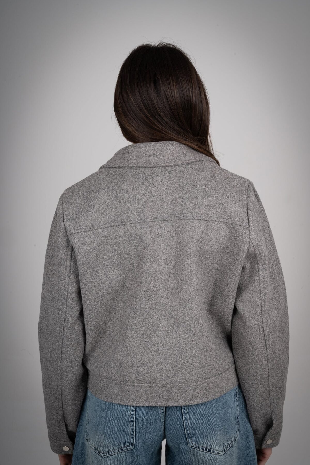 Grey Pocketed Broadcloth jacket - Image 3