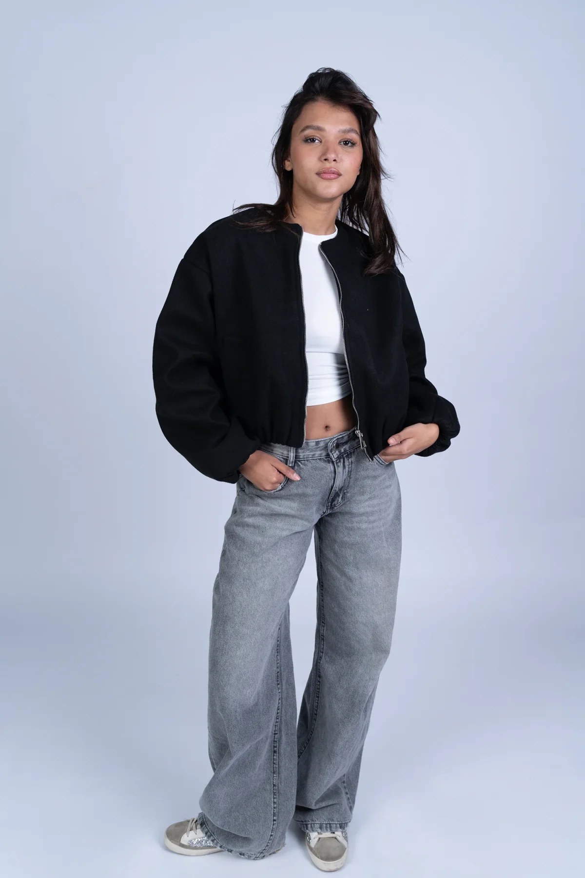 Light Grey Low Waist Baggy Jeans - Image 2