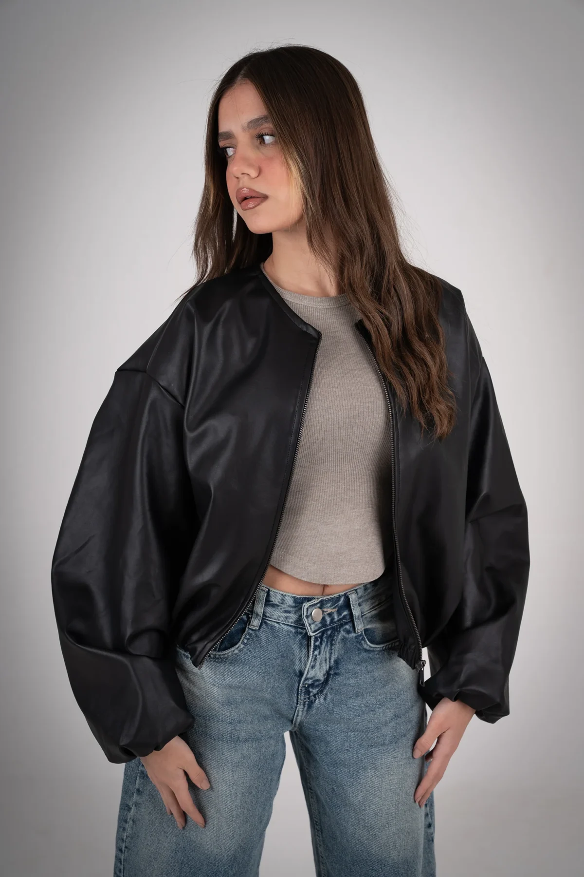 Black Leather Jacket - Image 2